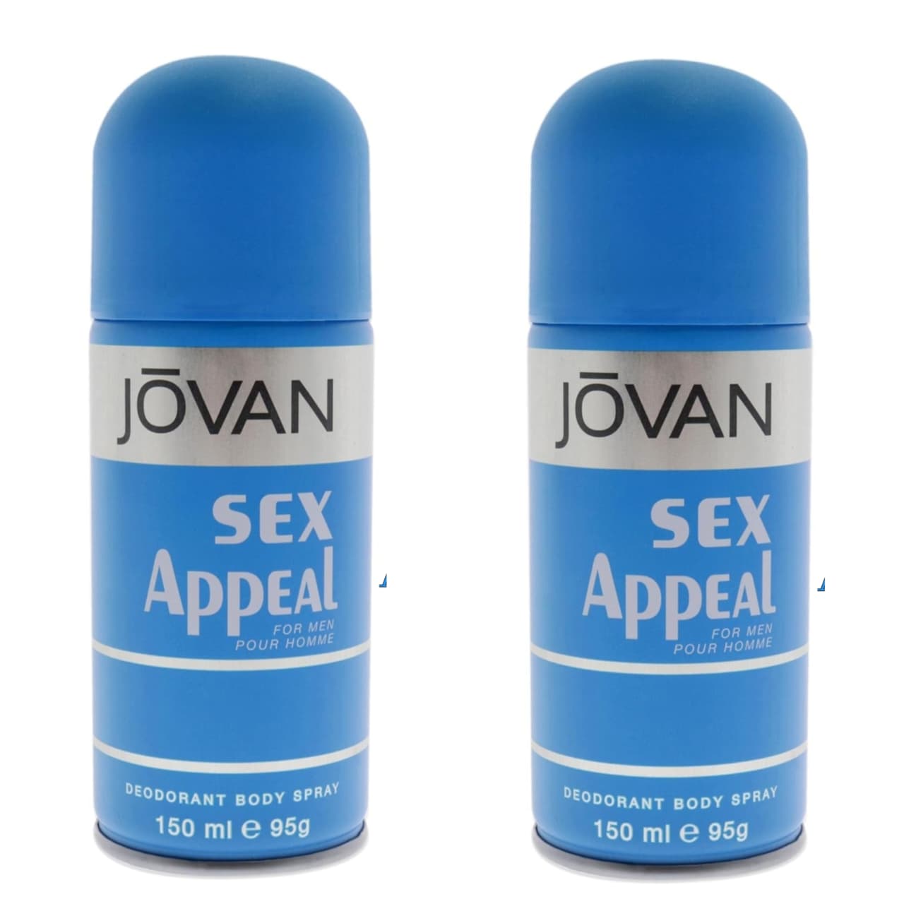 Jovan Sex Appeal Deodorant Spray For Men 150ml – Classic Masculine Long-Lasting Body Spray Set of 2