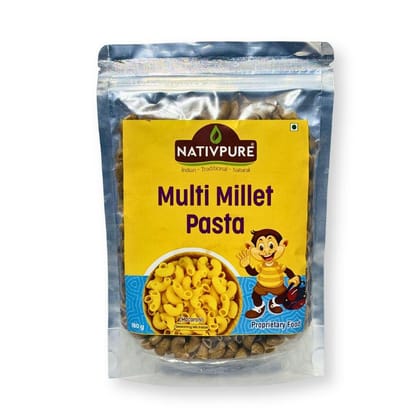 NATIVPURE Multi Millet Pasta Macaroni | Grain Based Pasta Made with Blend of Millets Short Cut Macaroni Shape | Suitable for Cooking with Sauces Vegetables and Recipes - 180g