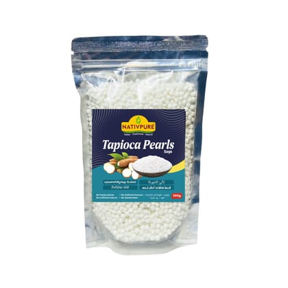 NATIVPURE Tapioca Pearls | Small White Sabudana Pearls | Suitable for Cooking Soaking and Preparing Snacks Desserts and Traditional Recipes Smooth Texture Kitchen Ingredient - 300g