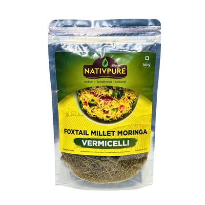 NATIVPURE Foxtail Millet Moringa Vermicelli | Thin Roasted Vermicelli Made with Foxtail Millet and Moringa | Suitable for Upma Kheer and Savory or Sweet Recipes - 180g