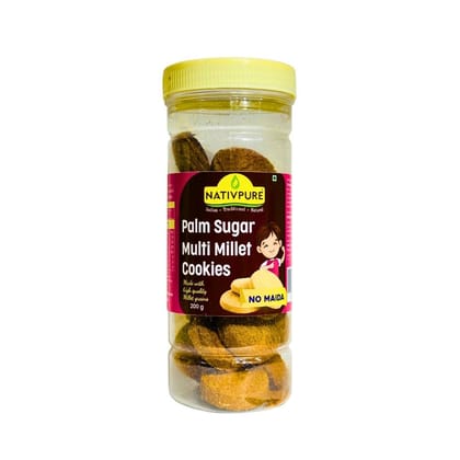 NATIVPURE Palm Sugar Multimillet Cookies | Crunchy Baked Cookies Made with Millets and Palm Sugar | Balanced Texture | Snack for Tea Time and Light Snacking Moments - 200g