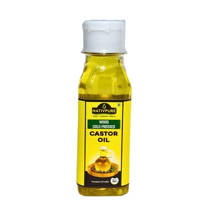 NATIVPURE Castor Oil | Multipurpose Oil for Hair Skin and External Application | Thick Texture Oil Processed for General Use and Personal Care Routines Compact Bottle - 100ml
