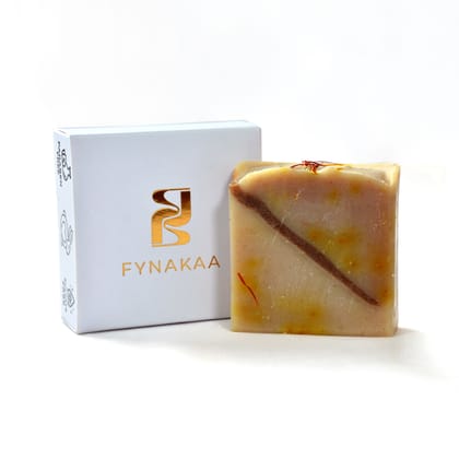 Fynakaa Kesar Chandan Soap | Handmade Cold Processed Soap for Skin Brightening & Exfoliation | Natural, Organic & Paraben-Free | Sandalwood Bar with Added Saffron | For Men & Women, All Skin Types (100gms Pack Of 1)