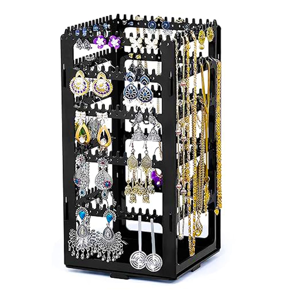 Dhasara's 360 Rotating Jewelry Organizer Stand with 212 Earring Holes and 232 Necklace Grooves