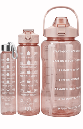 HydraPacer 3-Piece Motivational Water Bottle Set with Time Markers HydraPacer 3-Piece Motivational Water Bottle Set with Time Markers