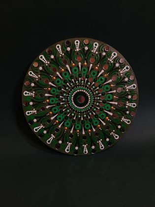 Hand-Painted Decorative Mandala Wooden Wall Art with Mirror Accents Hand-Painted Decorative Mandala Wooden Wall Art with Mirror Accents