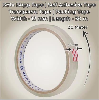 KYIA BOPP Self Adhesive Transparent Packing Tape 12mm x 30m Combo of 8