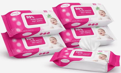 Wet Wipes 80 pulls pack of 4 with lid