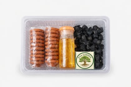 Shani Dev Diya (18 Pcs) with Sesame Oil, Black Cloth Wick Pouches & Matchbox Shani Dev Diya (18 Pcs) with Sesame Oil, Black Cloth Wick Pouches & Matchbox