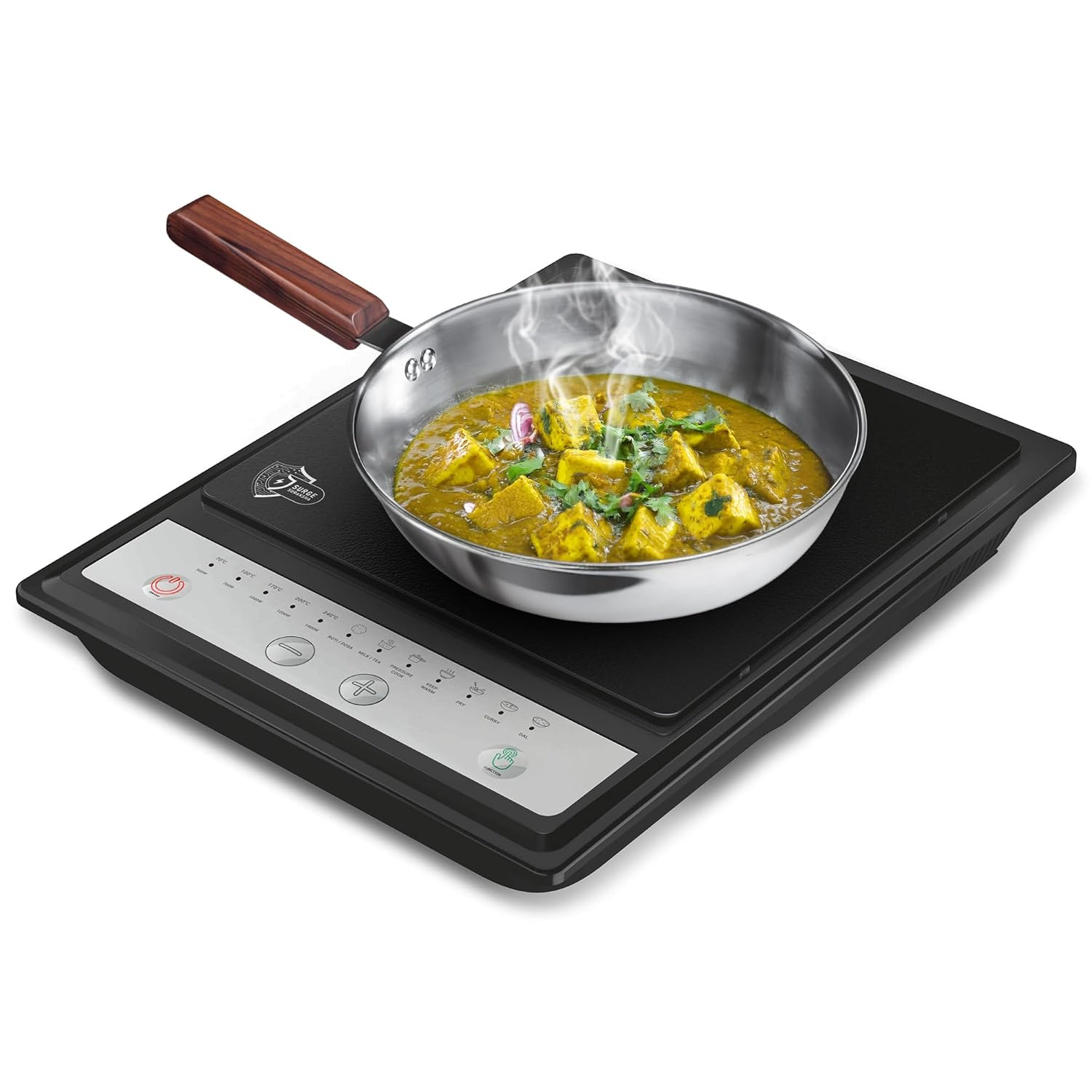 Milton Elio 14.0 Portable Induction Cooktop | 5KV Surge Protection I Anti Skid Legs & Preset Menu Functions | 1400 W Push Button | Fast Cooking | 3-Year Warranty