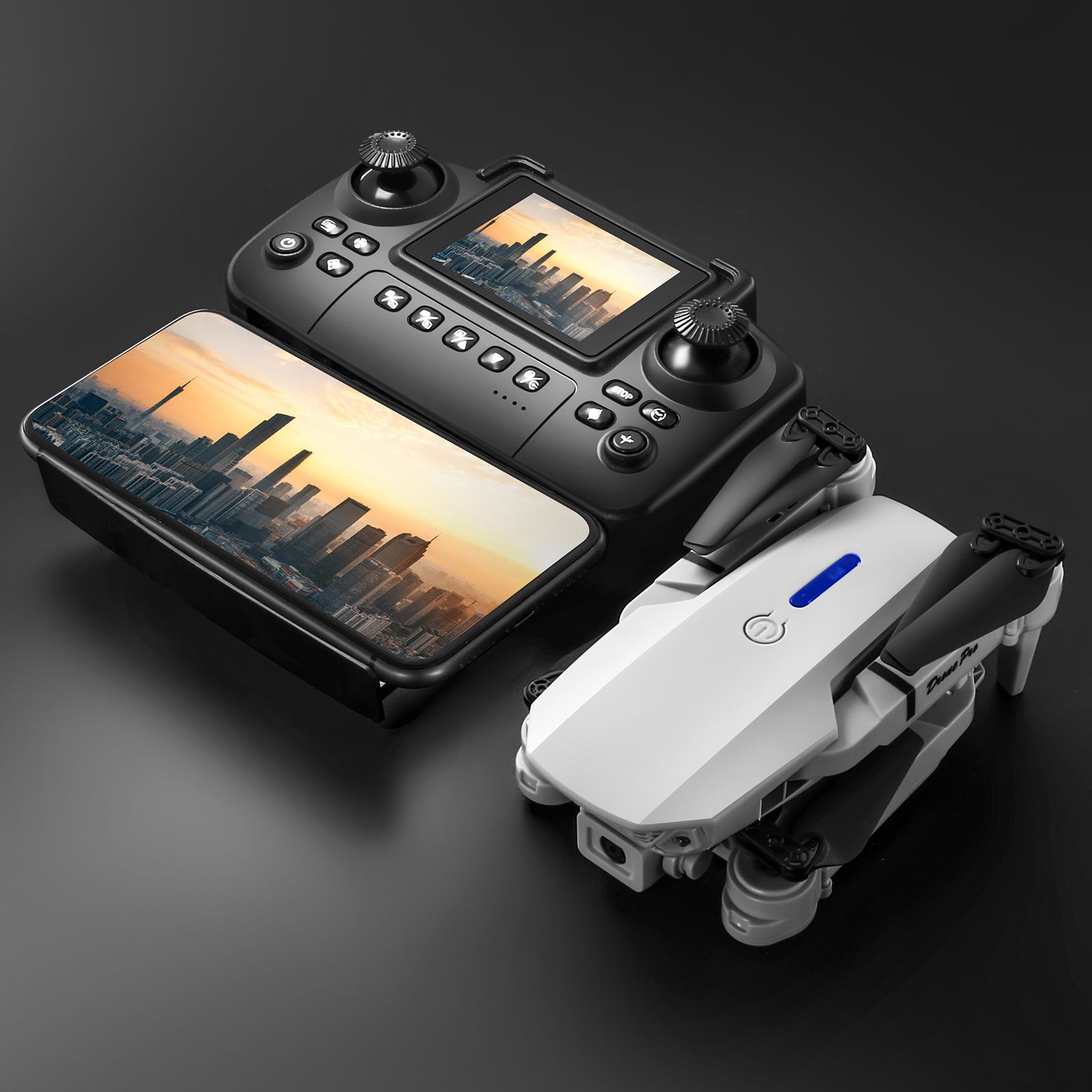 E88 Pro Drone with 4K HD Dual Camera |  Double Battery & 8GB  Memory Card Free | Optical Flow Stability for Smooth Flight | Foldable RC Quadcopter with Smart Screen Remote Control & Carrying Case