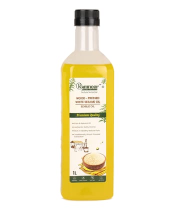 Ramnoor Pure Organic Wood Pressed White Sesame Oil 1L | Cold Pressed Kachi Ghani Til Oil | 100% Pure & Natural | Unrefined | Chemical Free | Cooking Oil