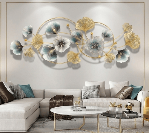 Luxury 3D Floral Wall Art Decor – Modern Abstract Flower Metal Wall Hanging for Living Room, Bedroom & Office