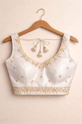 Ivory Elegance Hand-Embroidered Bridal Blouse