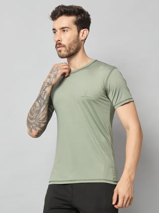 Savvy X Wear Men's Olive Green Crew Neck Activewear T-Shirt