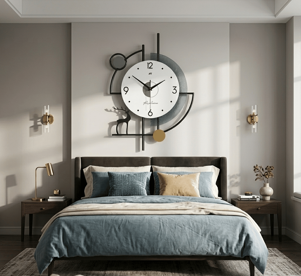 Modern 3D Wall Art with Clock – Designer Luxury Wall Decor| Designer wall clock