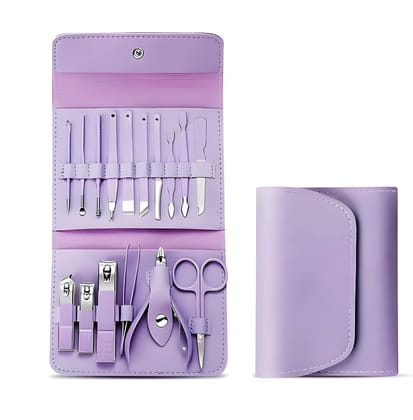 Professional Stainless Steel 16 in 1 Manicure Set Pedicure Kit For Women Men, Stainless Steel Nail Clippers Tools Set For Household, Nail Cutter For Women Nail Scissors Luxury Grooming Kit Cuticle Trimmer & Travel Case (Original Quality)