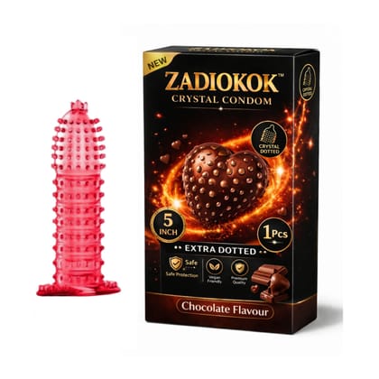 ZADIOKOK Crystal Dotted Reusable Condom Chocolate Flavour, Extra Sensation, 5 Inch, Premium Quality (1 Pcs Set)