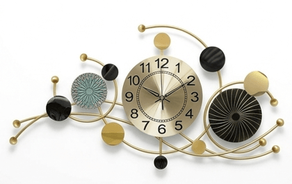 Contemporary Abstract Galactic Metal Wall Clock – Gold & Black Celestial Design
