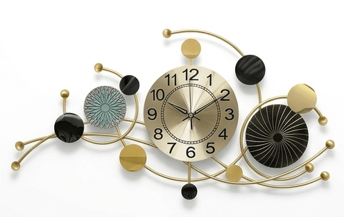 Contemporary Abstract Galactic Metal Wall Clock – Gold & Black Celestial Design