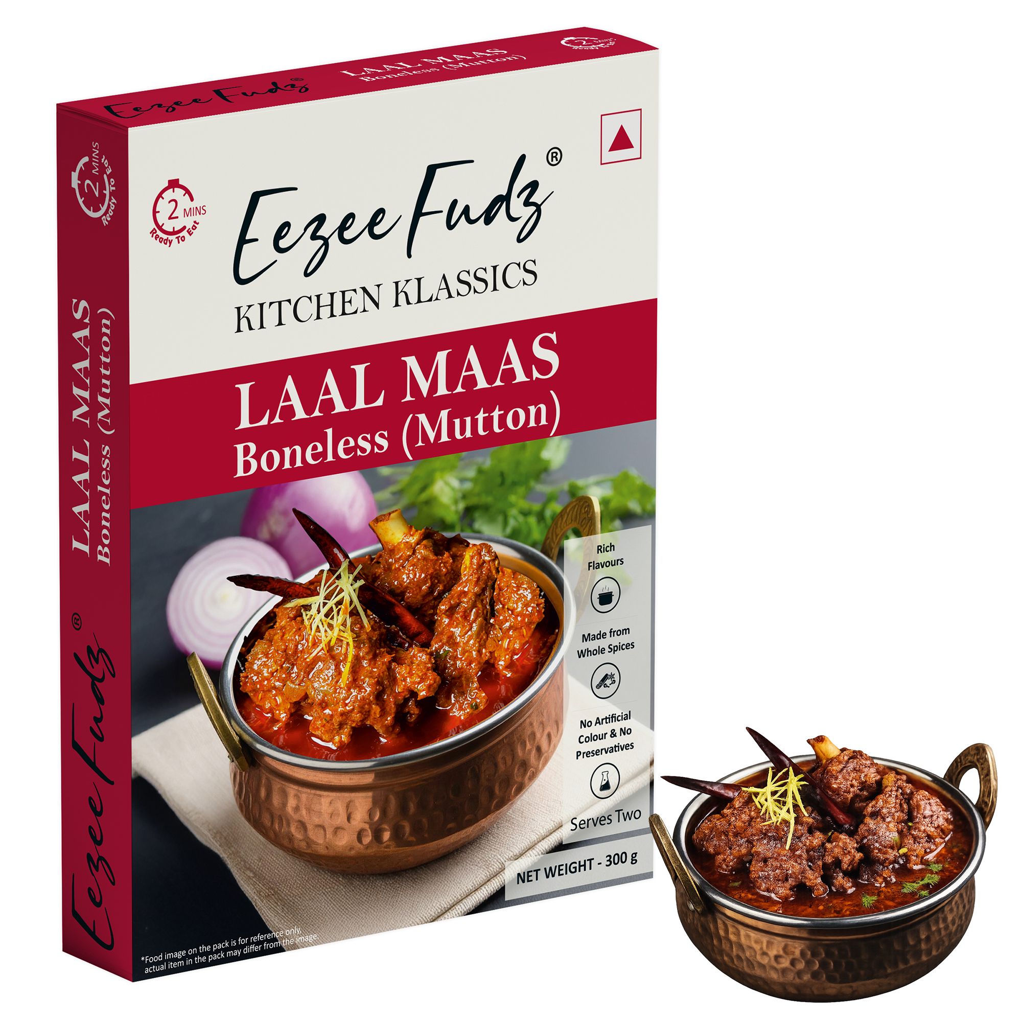 Eezee Fudz Kitchen Klassics Laal Maas (Boneless) | Ready to Eat Rajasthani Mutton Curry | 300g | 2 Minute Heat & Eat