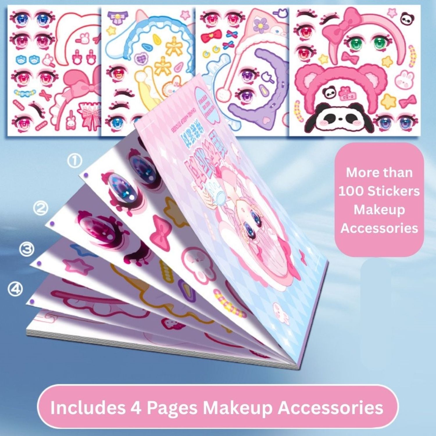 12 PCS DIY Face Stickers Book for Kids | Make A Face Sticker Set for Girls | Fun Creative Activity Sticker Kit for Ages 3+