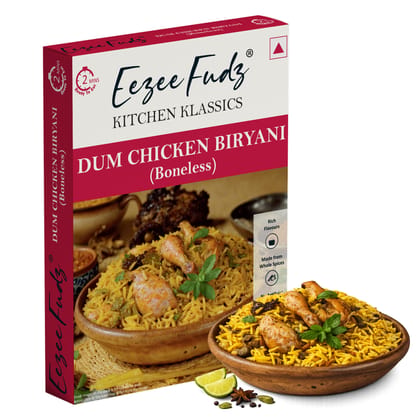 Eezee Fudz Kitchen Klassics Dum Chicken Biryani (Boneless) | Ready to Eat Indian Rice Dish | 250g | 2 Minute Heat & Eat