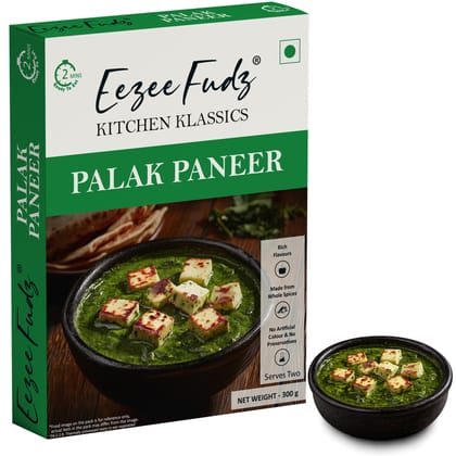 Eezee Fudz Kitchen Klassics Palak Paneer | Ready to Eat Indian Spinach & Cottage Cheese Curry | 300g | 2 Minute Heat & Eat