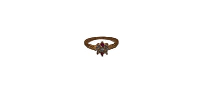 Elegant Floral Design Gold-Plated Ring with Pink and White Stones