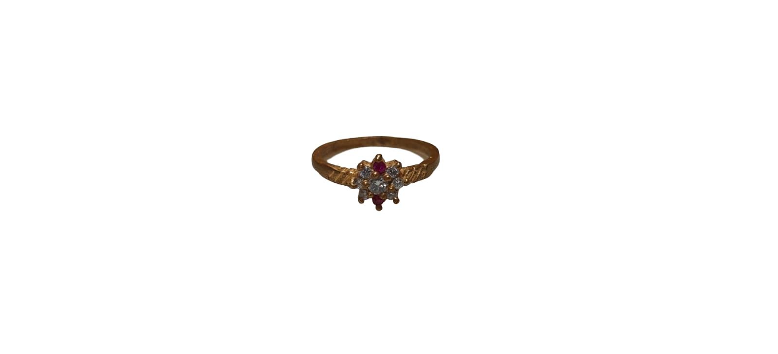 Elegant Floral Design Gold-Plated Ring with Pink and White Stones