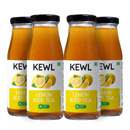 KEWL Iced Tea Lemon - Ready to Drink, Non Carbonated Ready To Drink | No Preservatives | No Added Colors | No Artificial Flavour | 200ml x 4 Pack