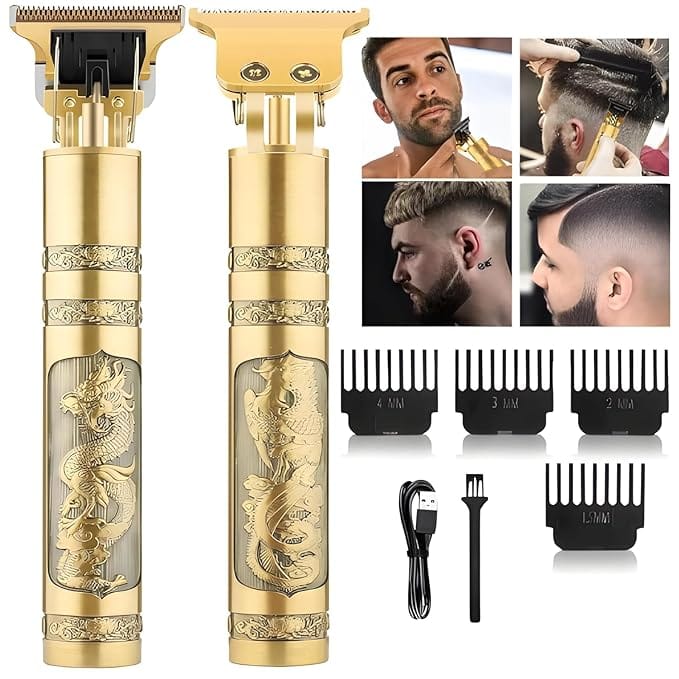 Beard Trimmer For Men,Professional Hair Clipper,Adjustable Blade Clipper and Shaver,Close Cut Precise Hair Machine,Body Trimmer(Metal Body),Gold