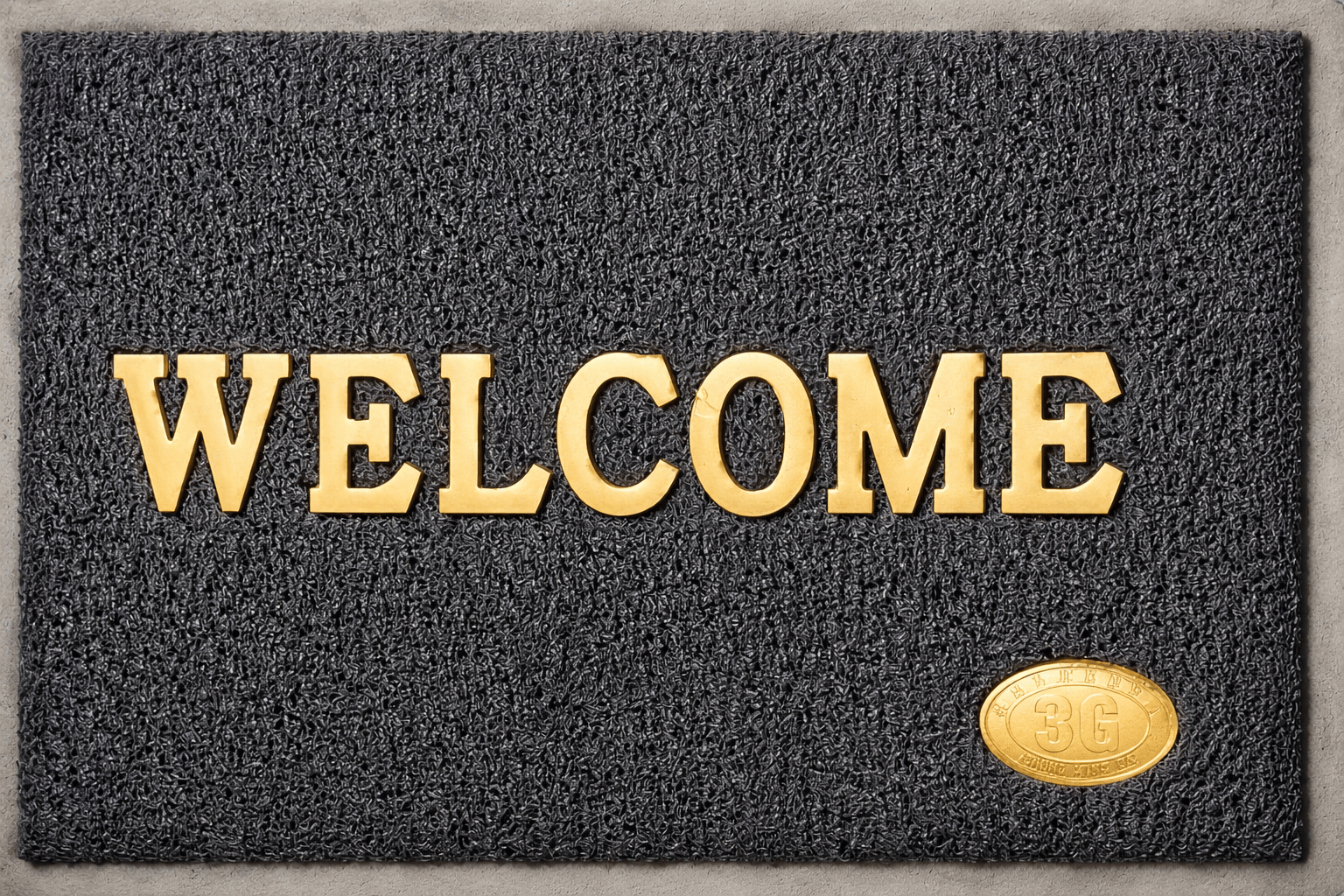 3G Rubberized Welcome Floor Door Mat Black and Gold