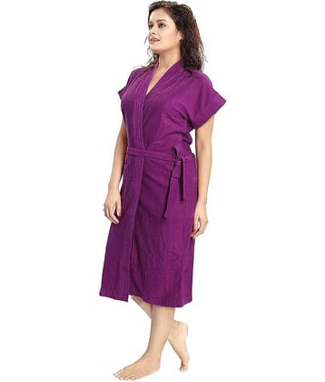 Poorak Purple Free Size Bathrobe ( Pack of 1 )