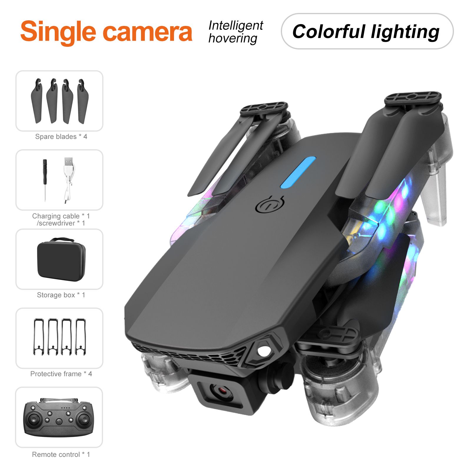 E88 Light RC Drone with 4K HD Dual Camera, Foldable Arms, Double Battery, 360° Flip, Altitude Hold, Headless Mode | Remote & App Control Drone for Kids & Beginners