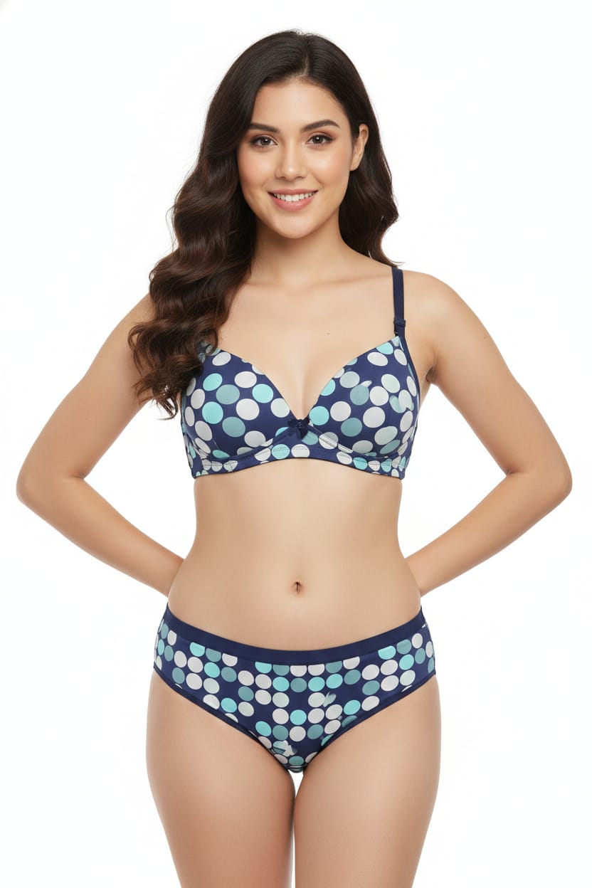 Luv Mystery Women’s Deep Cut Plunge Bra & Panty Set | Lightly Padded Polka Dot Lingerie Set | Adjustable Straps Sexy Bikini Set for Women