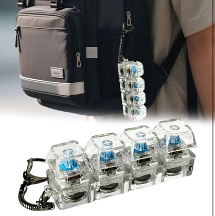 Keyboard Fidget Toy – 4-Key Mechanical Clicker Keychain (Dual Clip)