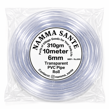 Transparent PVC Pipe Roll, Clear Flexible Hose Pipe, PVC Water Tube Pipe, Air Pump Pipe Hose, Gardening Transparent Pipe 310gm 10meter 6mm