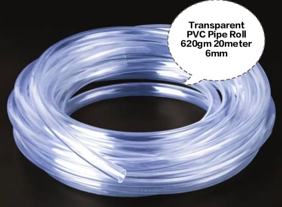 Transparent PVC Pipe Roll, Clear Flexible Hose Pipe, PVC Water Tube Pipe, Air Pump Pipe Hose, Gardening Transparent Pipe 620gm 20meter 6mm