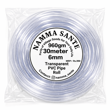 Transparent PVC Pipe Roll, Clear Flexible Hose Pipe, PVC Water Tube Pipe, Air Pump Pipe Hose, Gardening Transparent Pipe 960gm 30meter 6mm