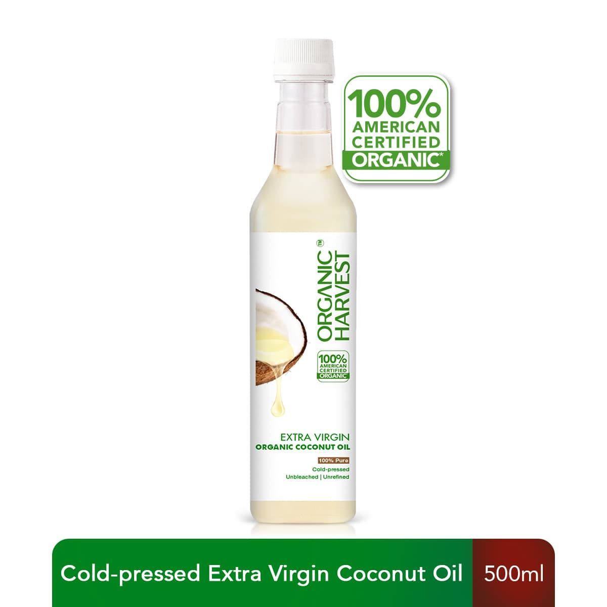 Organic Extra Virgin Coconut Oil: 100% Pure | Cold Pressed Coconut Oil for Hair, Face & Baby Massages | Moisturizes & Hydrates | 500 ML