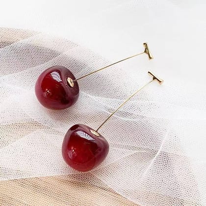 Red Cherry Earrings Fashionable Design Cute Fruit Earrings for Girls Women