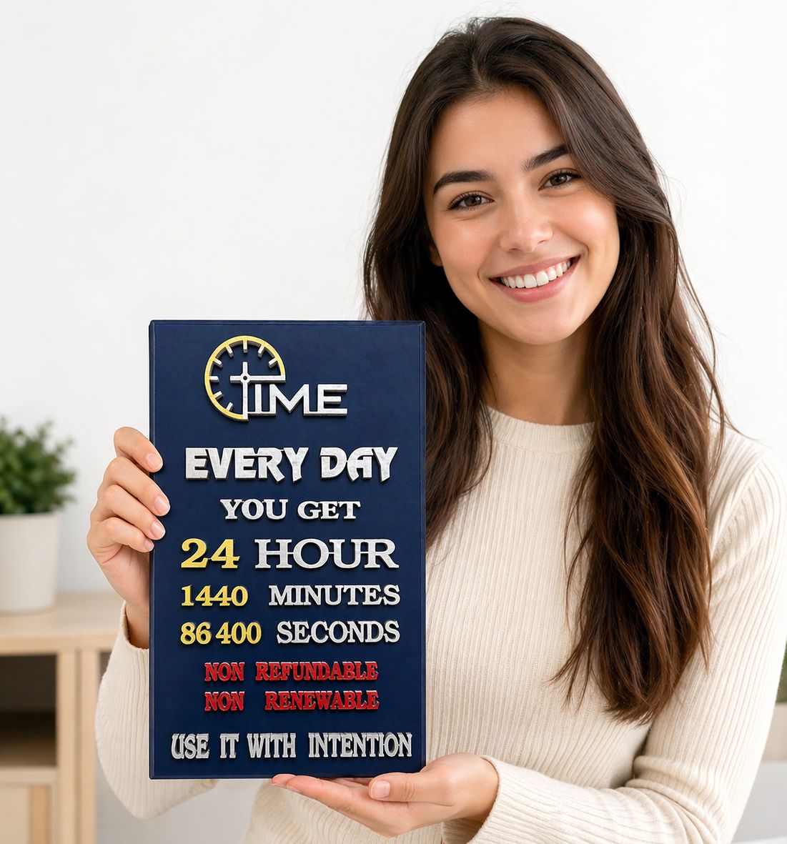 TIME Motivational Quotes | Wooden Handcrafted Wall Hanging For Office,Living Study Room, Home Décor, School Wall Art Frames L x H 46cm x 29cm