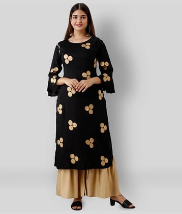MAUKA - Black Straight Rayon Women's Stitched Salwar Suit ( Pack of 1 )