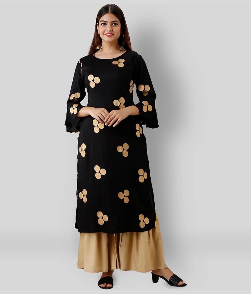 MAUKA - Black Straight Rayon Women's Stitched Salwar Suit ( Pack of 1 )