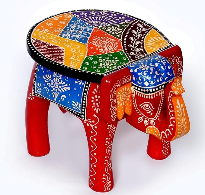 KONDAPALLI MULTY COLOUR ELEPHANT TABLE\STOOL\ HOME DECOR