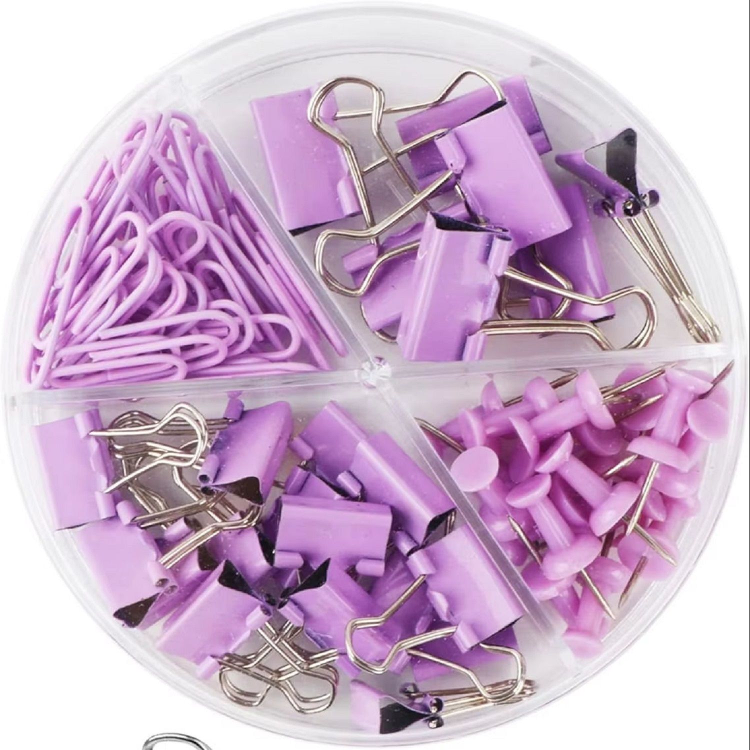 KTRS Enterprise Clips and Paper Clips Push Pins Tacks Sets, Total 72 PCS Assorted Sizes Office Supplies Set Office Stationery