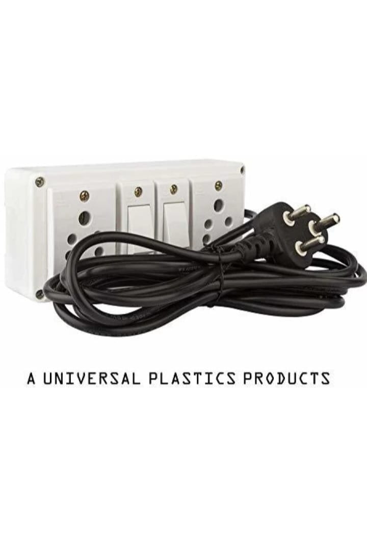 Universal Plastics Extension Board with 2 Sockets and 2 Switches