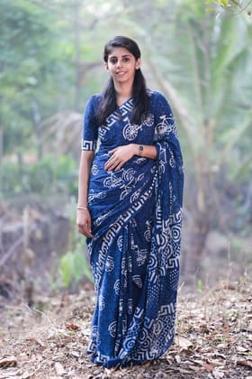 ​Cycle Indigo Mulmul Saree