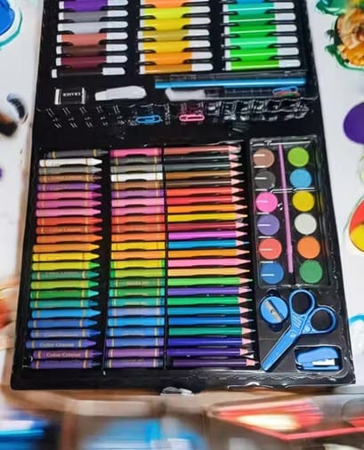 Kids Professional Art Box 150 Pcs Multi-Color Drawing & Coloring Set for Boys & Girls